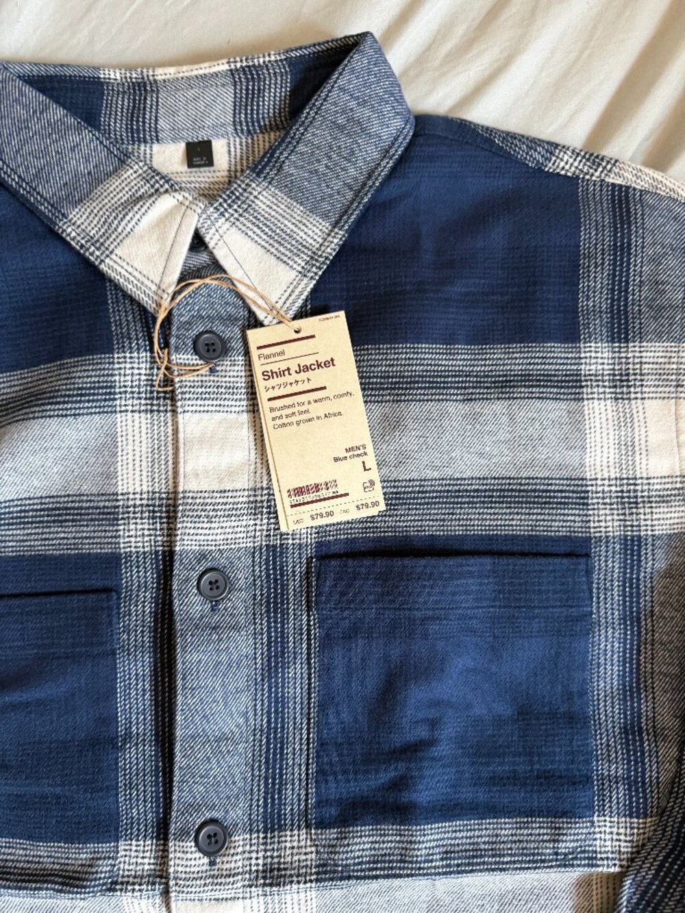 Muji Men’s Flannel Shirt Jacket Large $128